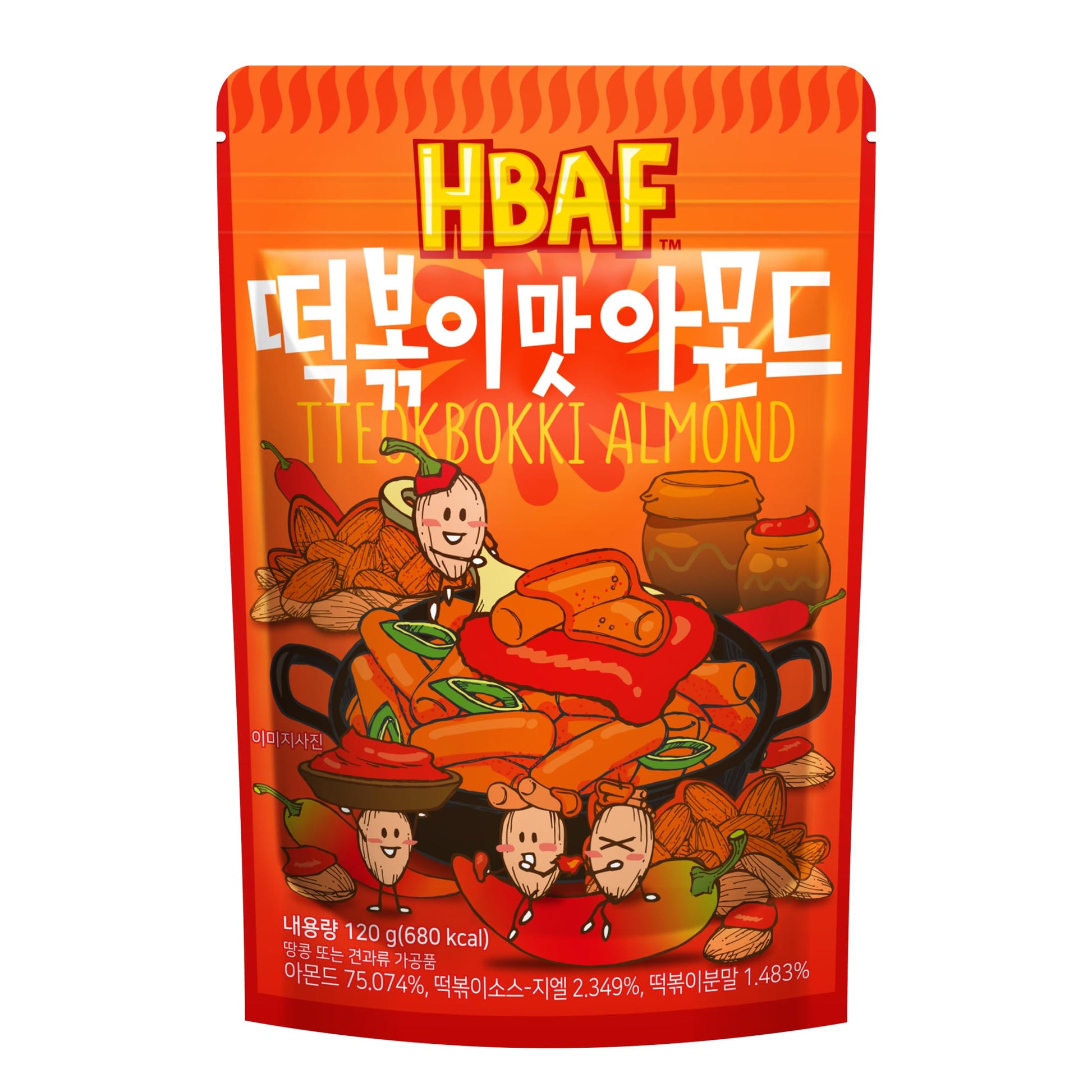 [Official Gilim Hbaf] Korean Seasoned Spicy Tteokbokki Almonds Nut Snack, Korean Rice Cake Chili Sauce | School, Work, Travel Sn