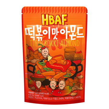 [Official Gilim Hbaf] Korean Seasoned Spicy Tteokbokki Almonds Nut Snack, Korean Rice Cake Chili Sauce | School, Work, Travel Sn