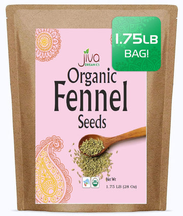 Jiva Organic Fennel Seed 1.75 LB HUGE Bulk Bag, Bulk Whole Fennel Seeds for Fennel Tea and Cooking - Non Irradiated, Non-GMO