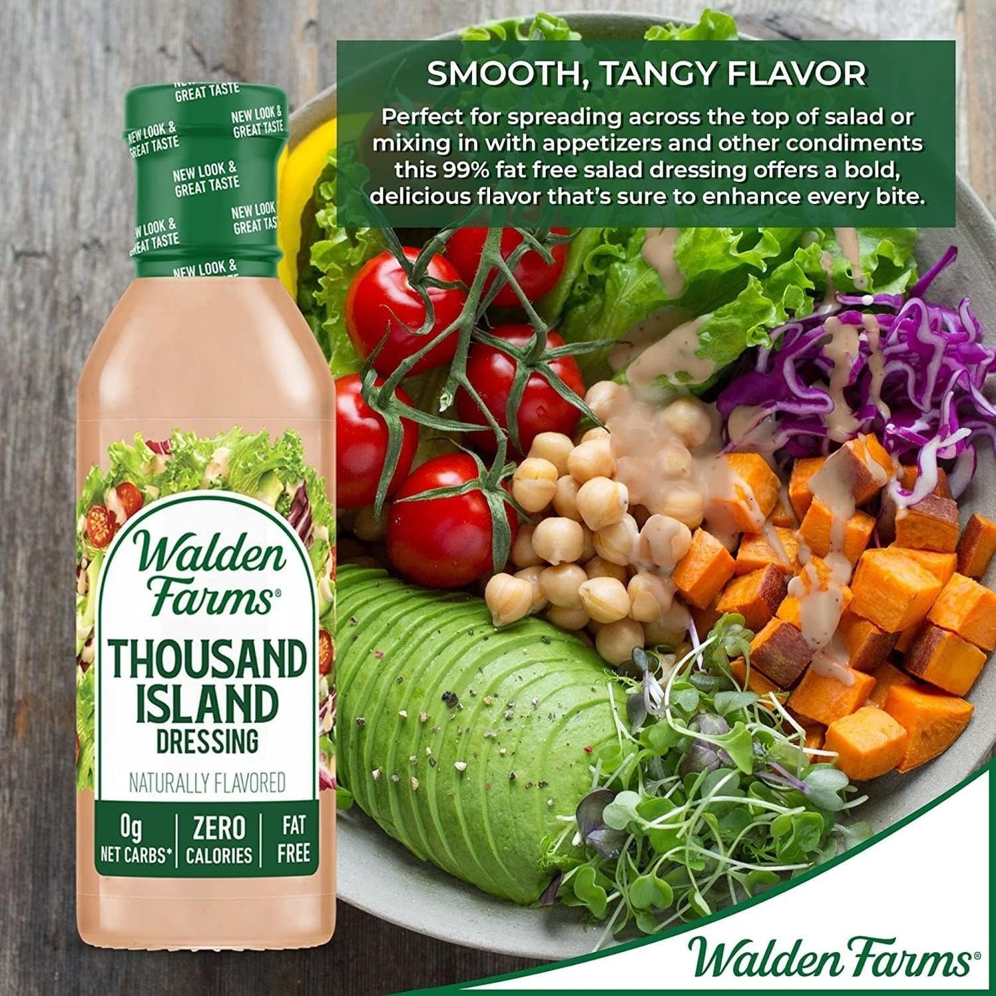 Walden Farms Thousand Island Dressing - Calorie-Free, Gluten-Free, Low Carb, Keto-Friendly, Sugar-Free, Dairy-Free Creamy Thousa