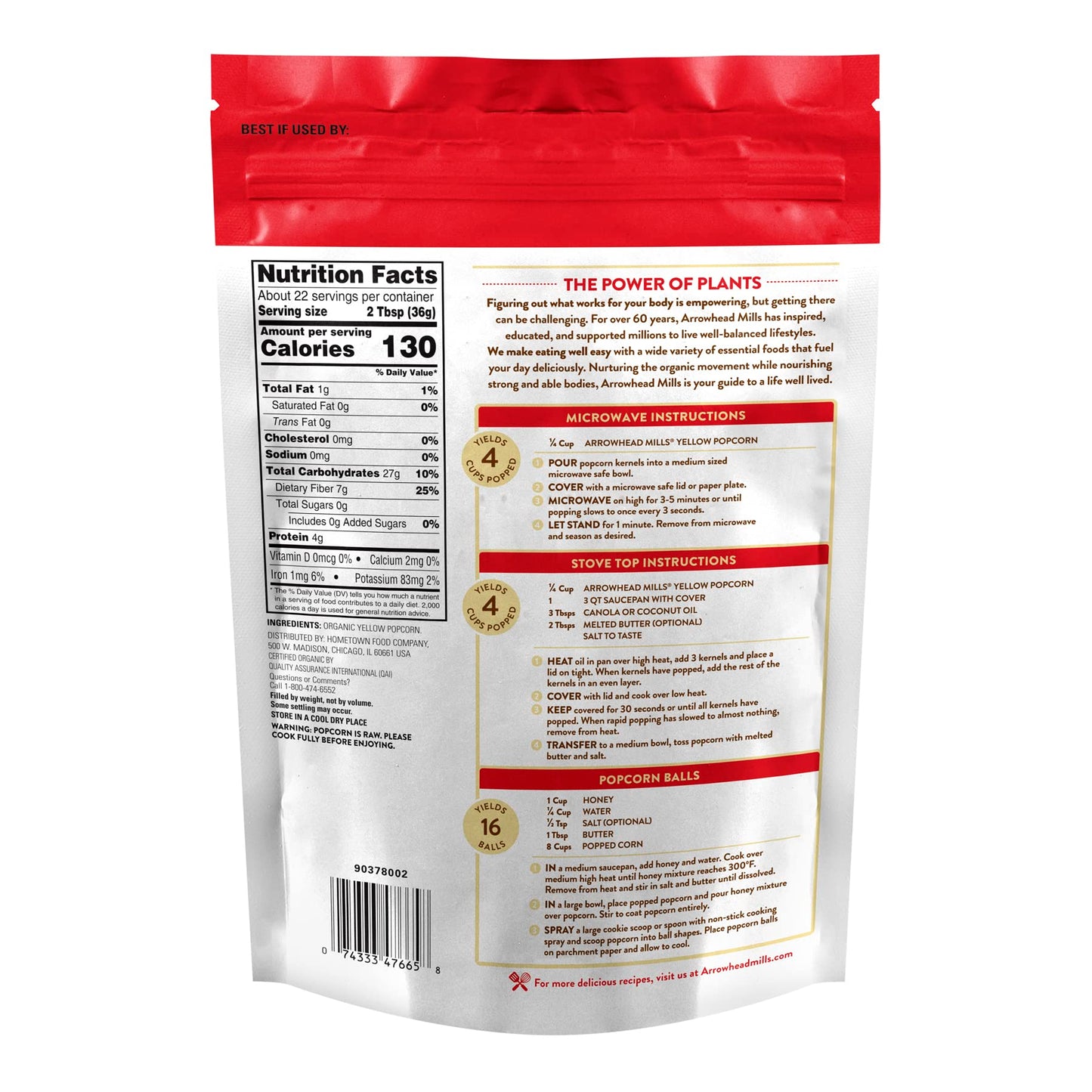 Arrowhead Mills Organic Yellow Popcorn, 28 Oz - Pack Of 2