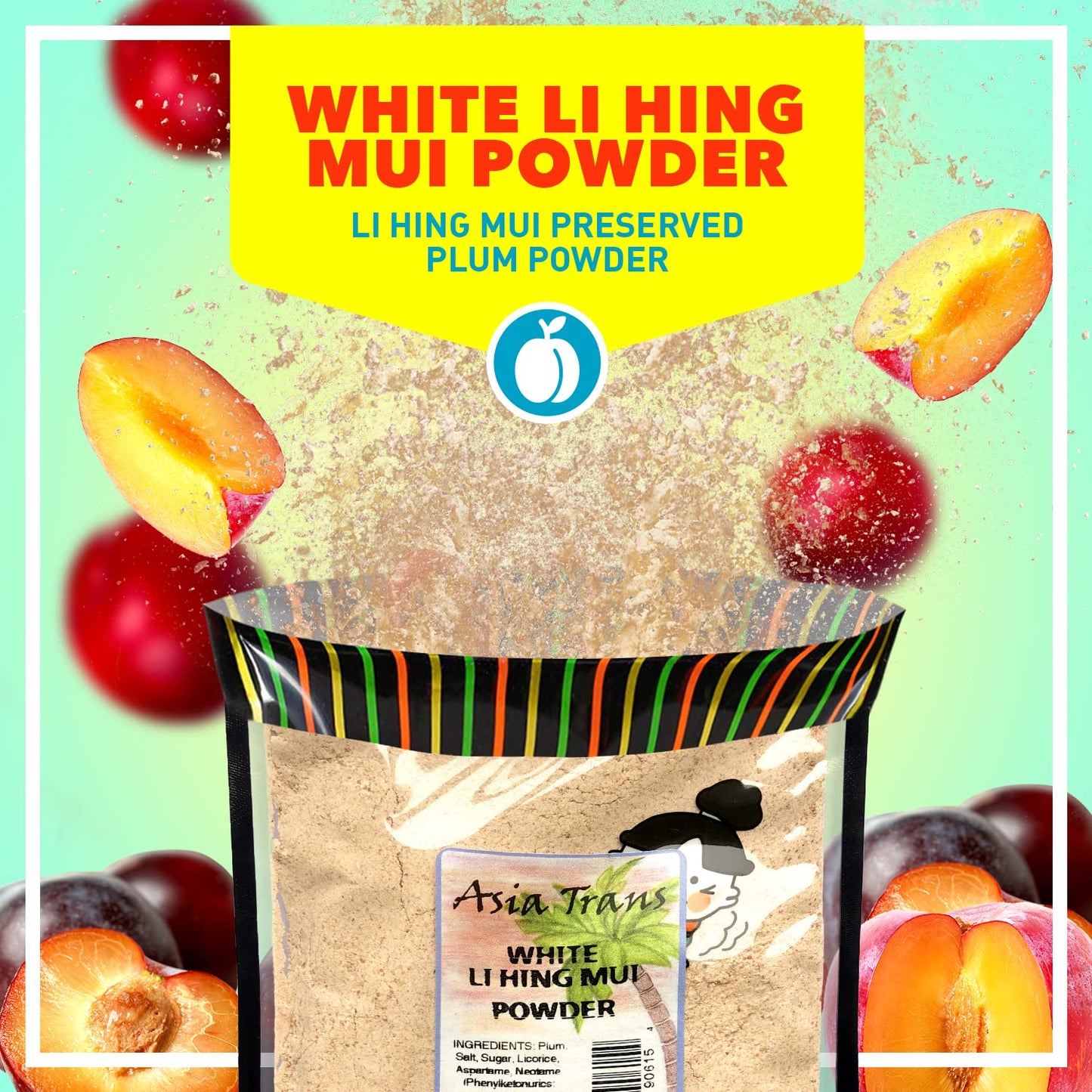 Snack Hawaii Authentic Li Hing Mui Powder - Sweet & Sour Dried Plum Powder - 2.5 Ounce (3 Pack) - White, Red