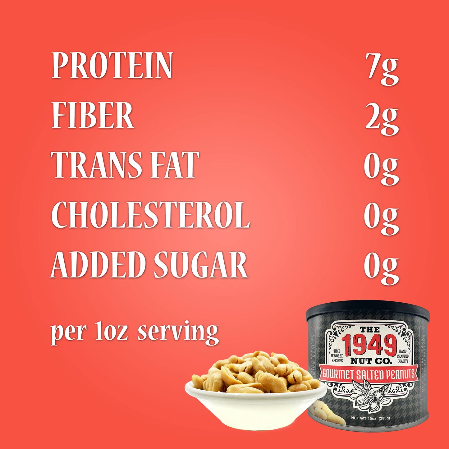 The 1949 Nut Co. Gourmet Salted Virginia Peanuts, Oil Roasted, 10 Ounce Can