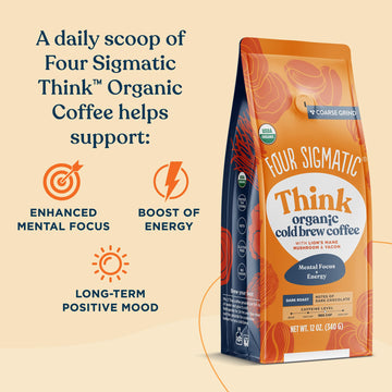 Four Sigmatic Organic Cold Brew Coffee Grounds | Dark Roast, Fair Trade Coarse Grounds With Lion'S Mane And Chaga | Cold Brew Mu