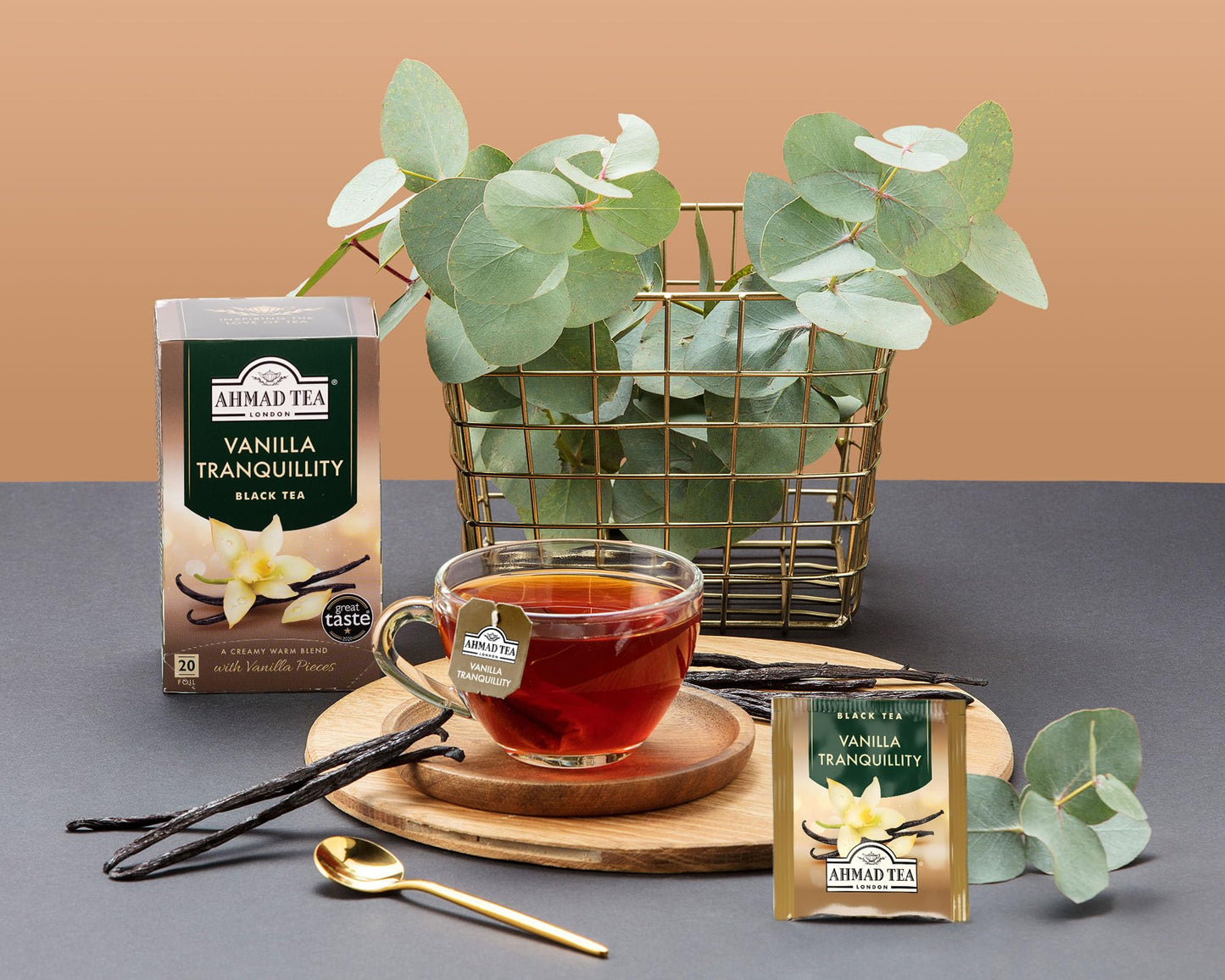 Ahmad Tea Black Tea, Vanilla Tranquility, 20 Teabags, Caffeinated, Sugar-Free