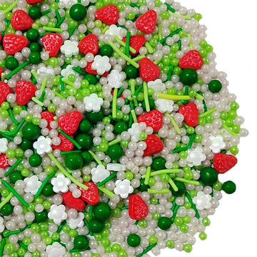 Sentovac Strawberry Sprinkles Green Peals Spring Flowers Mix Edible Sprinkle Strawberry Shortcake For Cake Decorating Candy Cupc