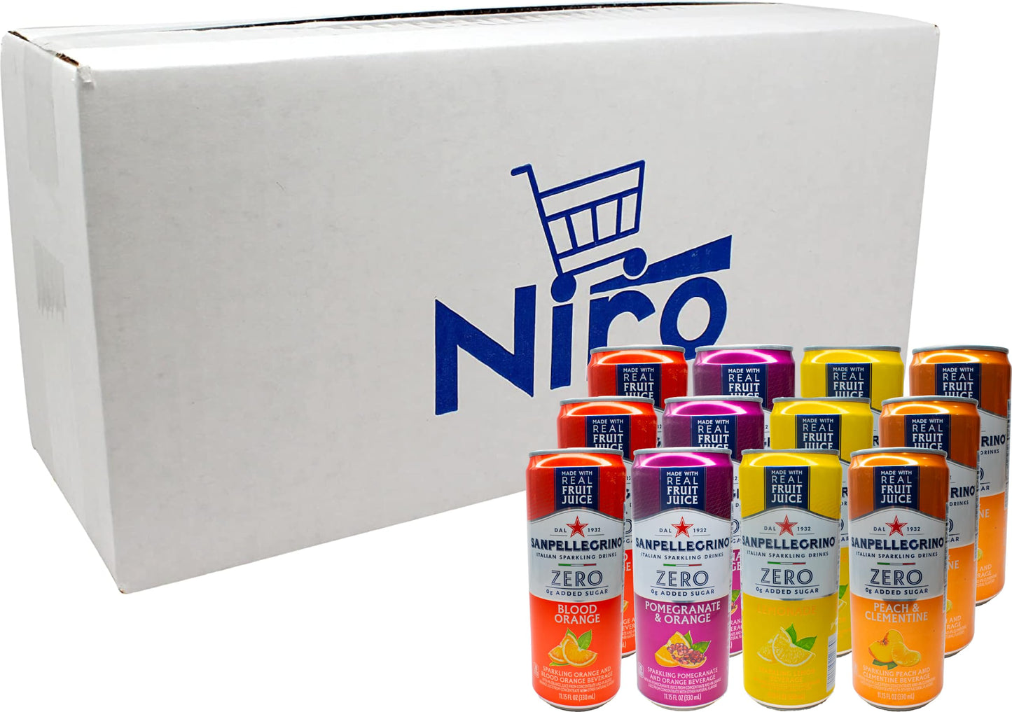 Niro Assortment | San Pellegrino Italian Sparkling Drinks | Zero Sugar | 12 Pack Variety Of 4 Assorted Flavors | Niro Neoprene S