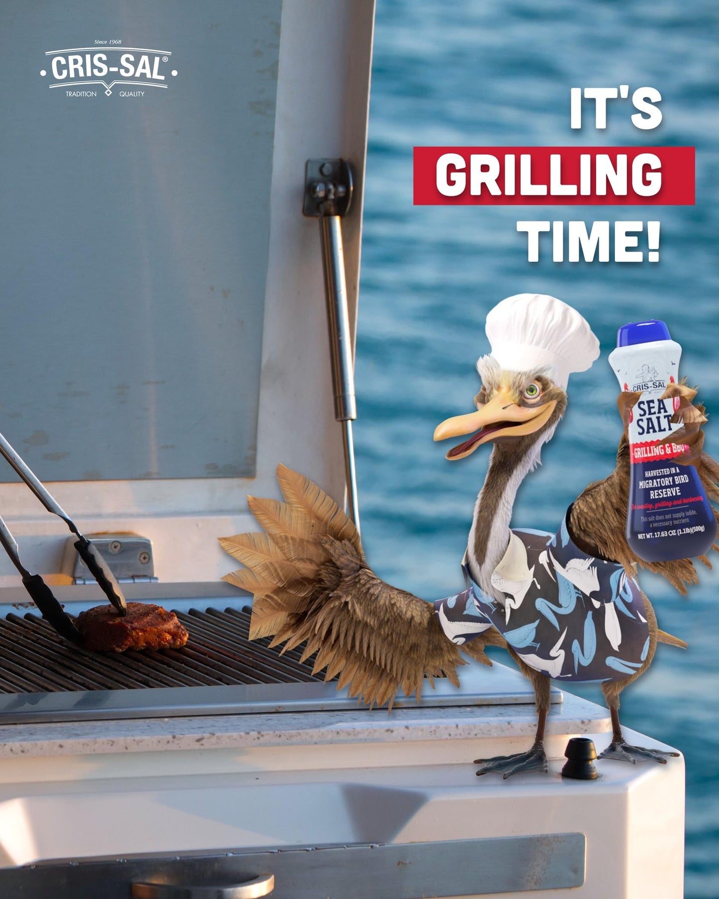 Cris-Sal Gourmet Grilling Sea Salt, Coarse Diamond Crystal Full Flavor Natural Grain Salt, Great for Cooking, Baking, Table Seas