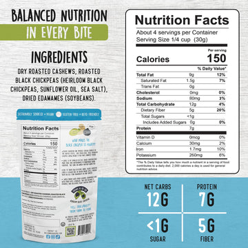 BeanVIVO Healthy Snacks - Vegan & Gluten Free, 7g Protein, 5g Fiber, 4.5 oz Pouches, 3-Pack
