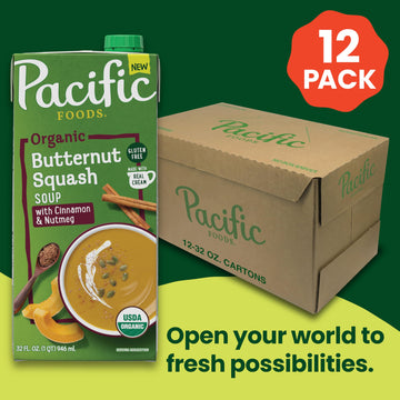 Pacific Foods Organic Butternut Squash Soup With Cinnamon And Nutmeg, 32 Oz Carton (12 Pack)