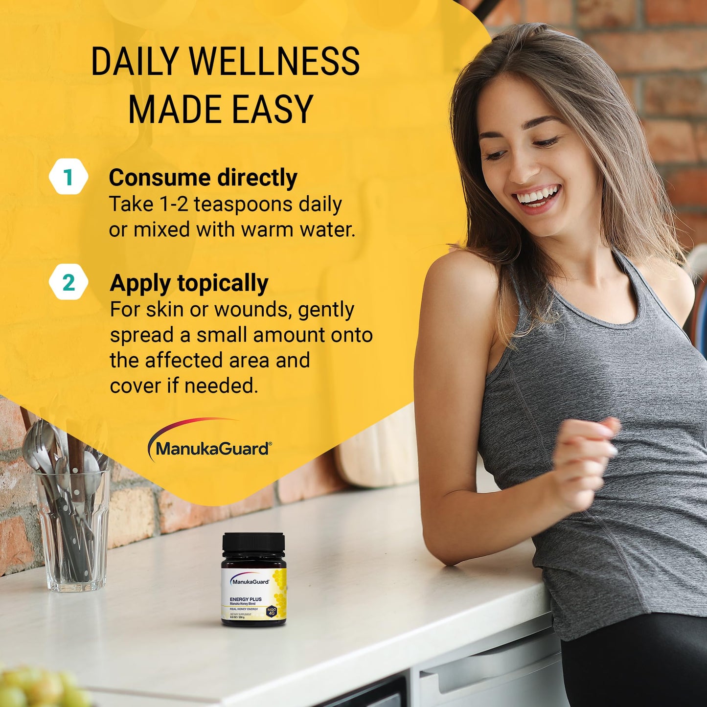Manukaguard Enhanced Gold Energy Mgo 40 8.8 Oz. / 250G Raw Manuka Honey Blend