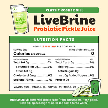 Olive My Pickle Probiotic Pickle Juice Shots - 19.5 Fl Oz (Pack of 6) - Kosher Dill Live Brine for Gut Health