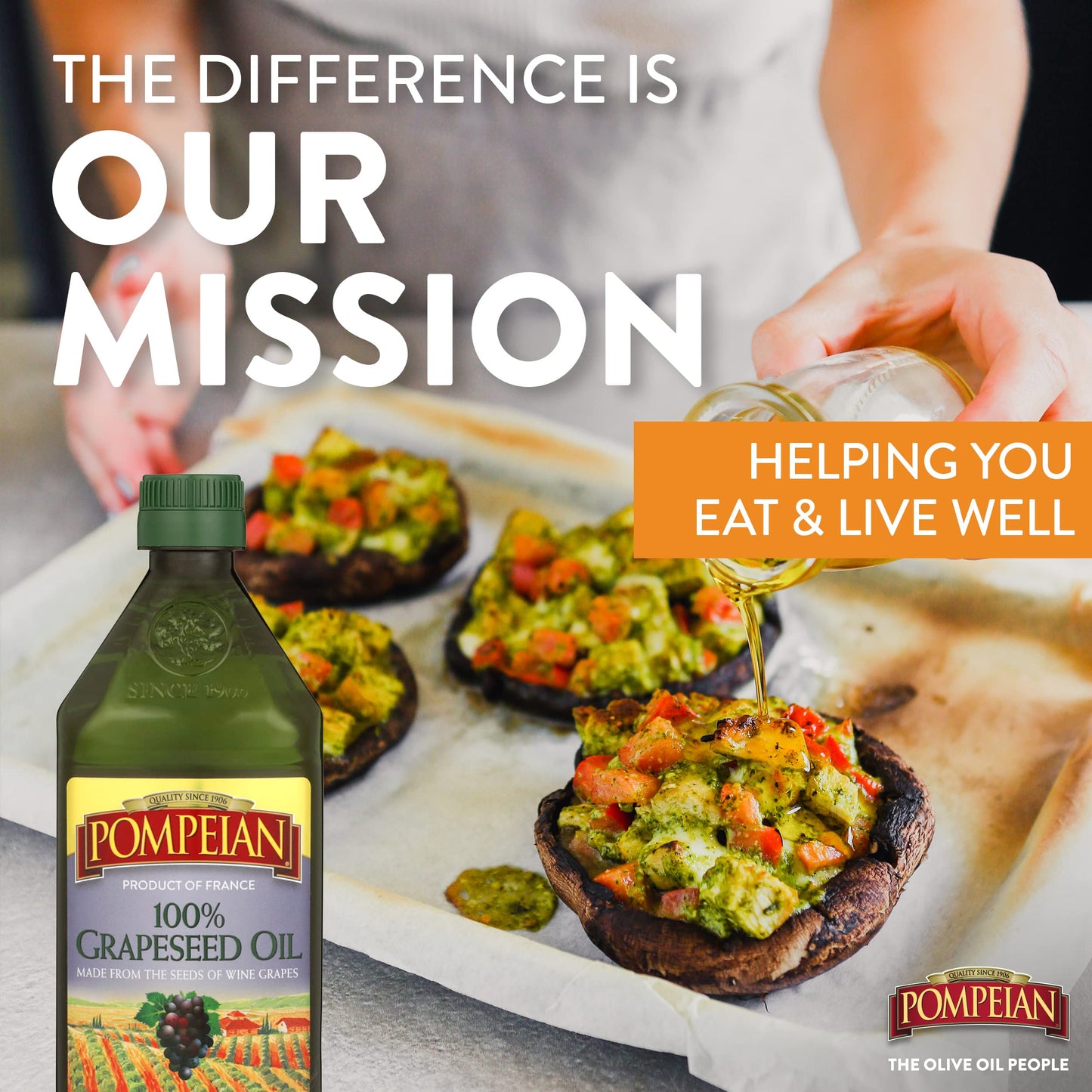 Pompeian 100% Grapeseed Oil, Light and Subtle Flavor, 24 Fl Oz, Pack of 6