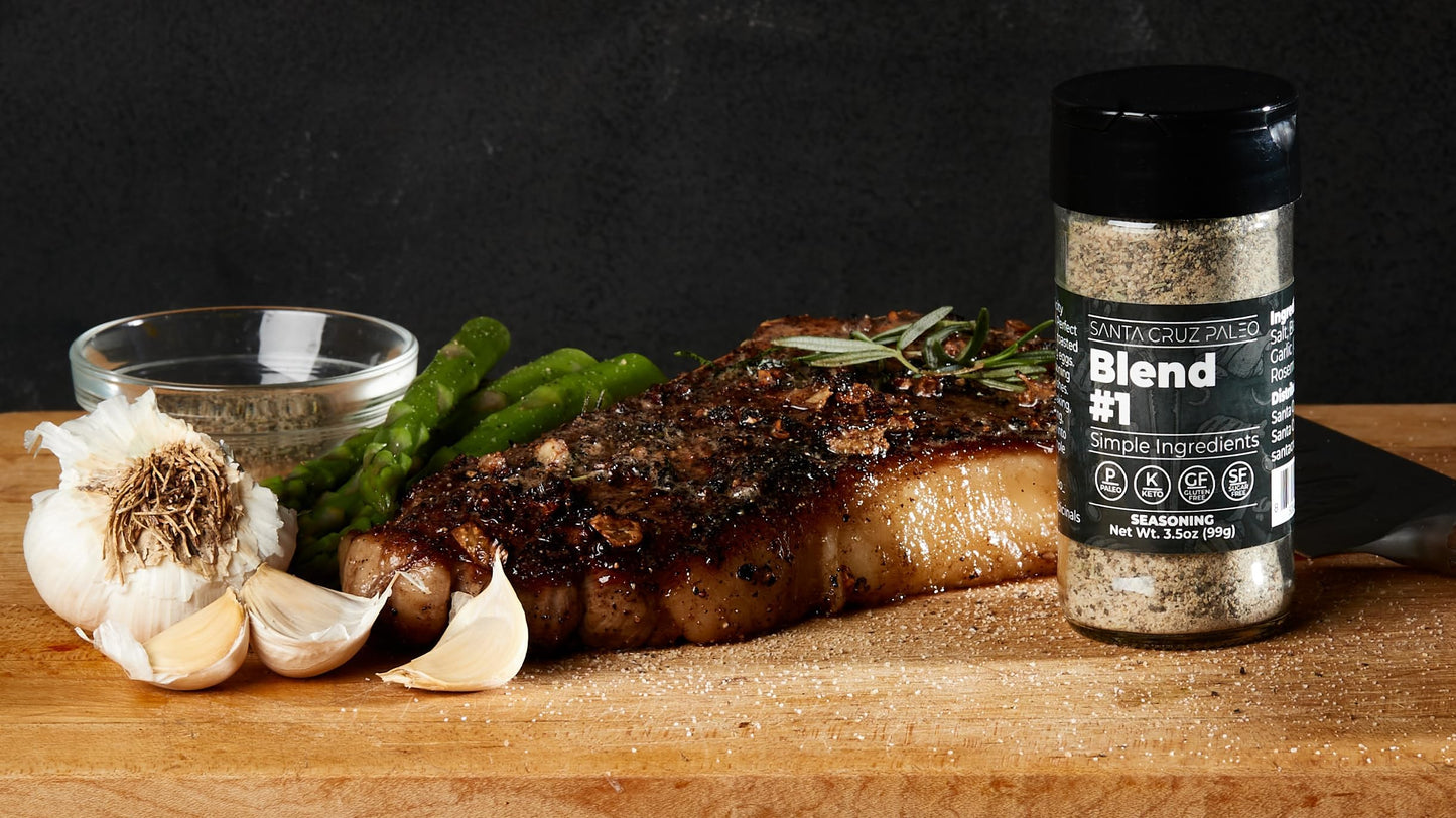 Santa Cruz Paleo Seasoning (Blend #1), Gluten Free, Keto, Sugar Free, And Paleo, Garlic, Sea Salt, Rosemary, And Black Pepper, A