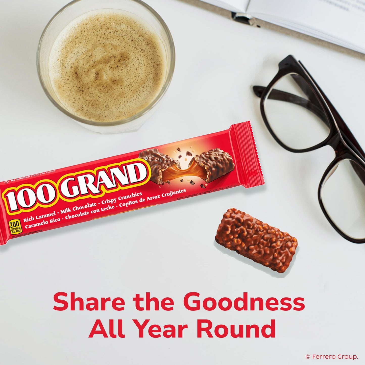 100 Grand Crispy Milk Chocolate with Caramel  Full Size Individually Wrapped Candy Bars  1.5 oz each  Bulk 18 Count Box
