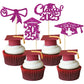 Gyufise 24Pcs Graduation Cupcake Toppers 2025 Purple Glitter Class of 2025 Cupcake Toppers 2025 Grad Cap Diploma Cupcake Picks f