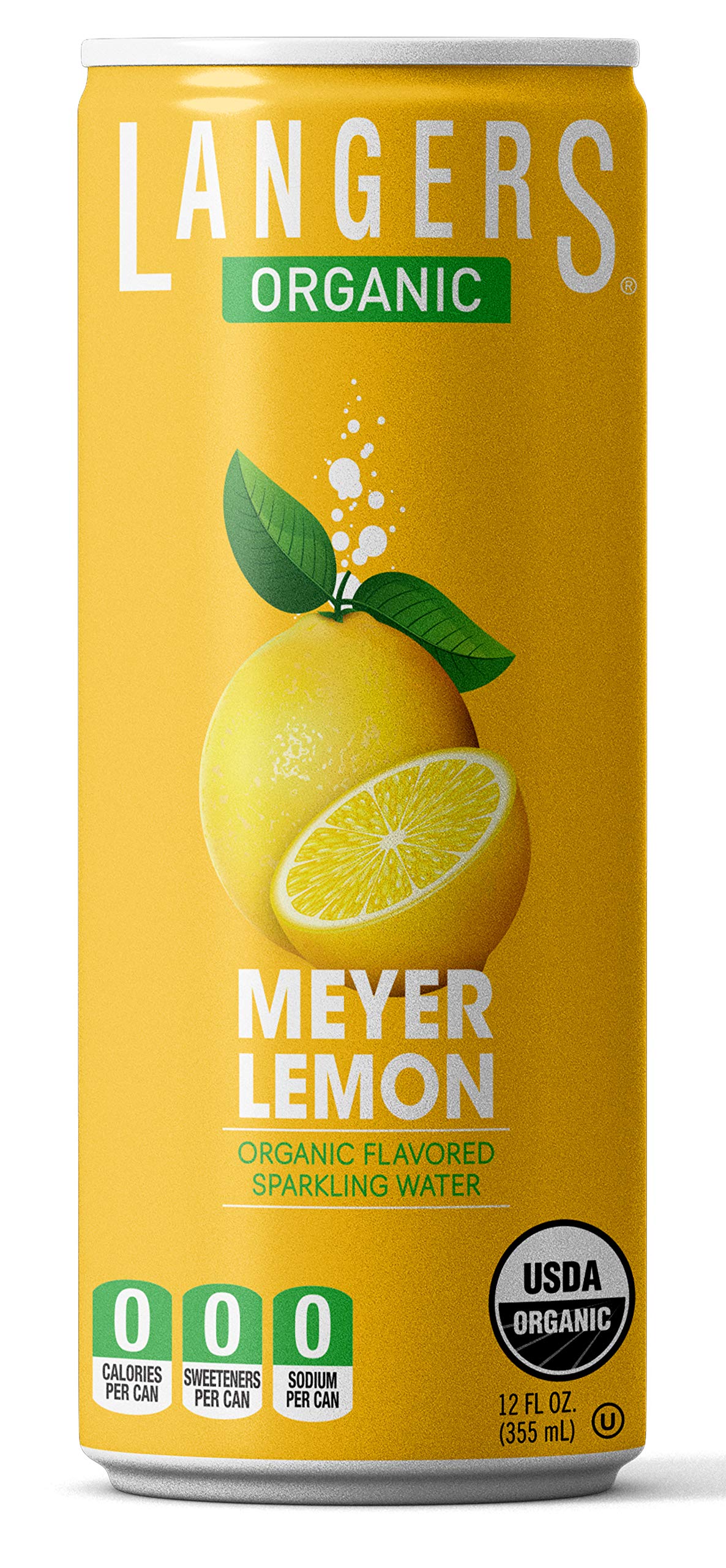 Langers Organic Flavored Sparkling Water, Meyer Lemon, 12 Ounce (Pack of 8)