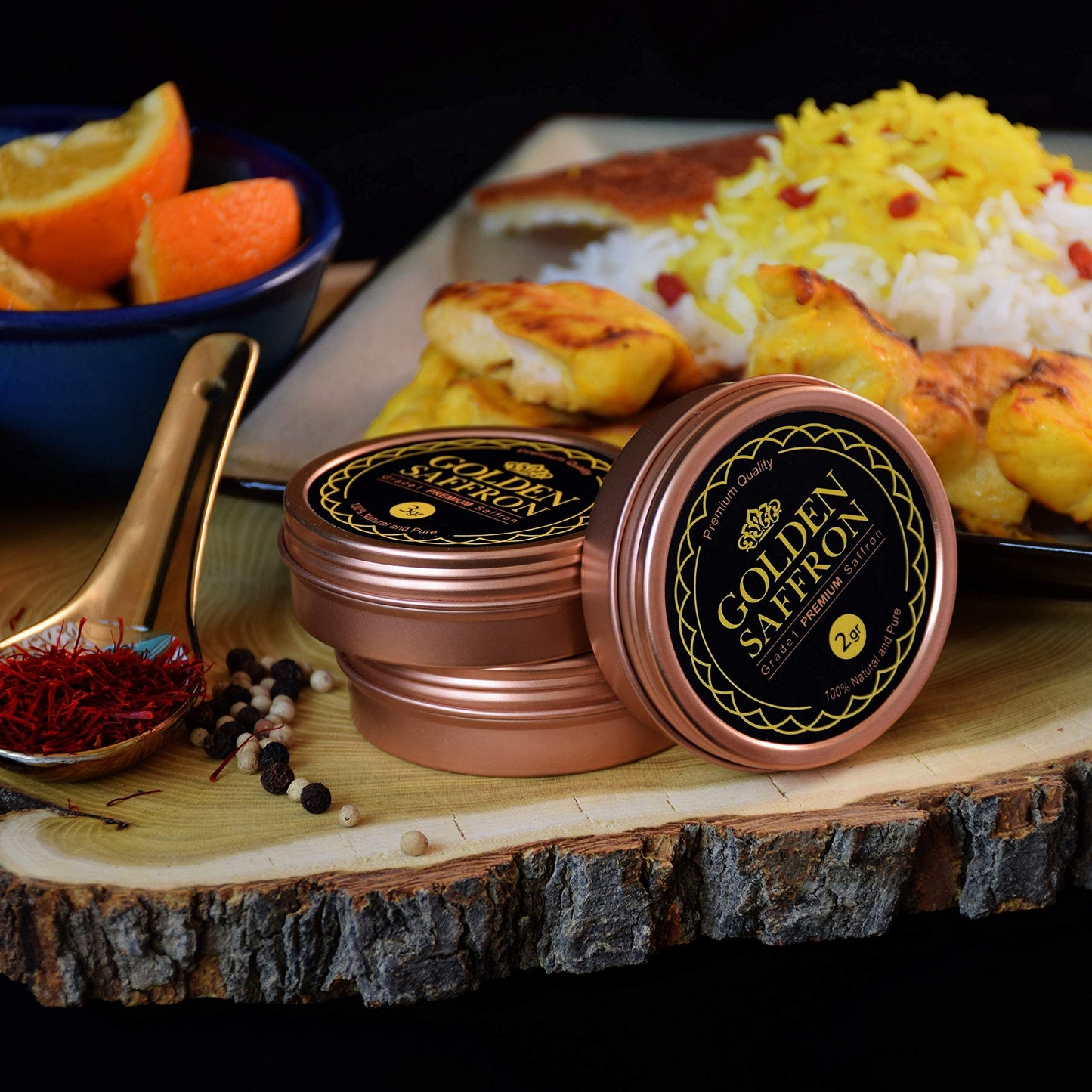 Golden Saffron, Finest Pure Premium All Red Saffron Threads, Grade A+ Super Negin Non-Gmo Verified. For Tea, Paella, Rice, Desserts, Golden Milk And Risotto (2 Grams)