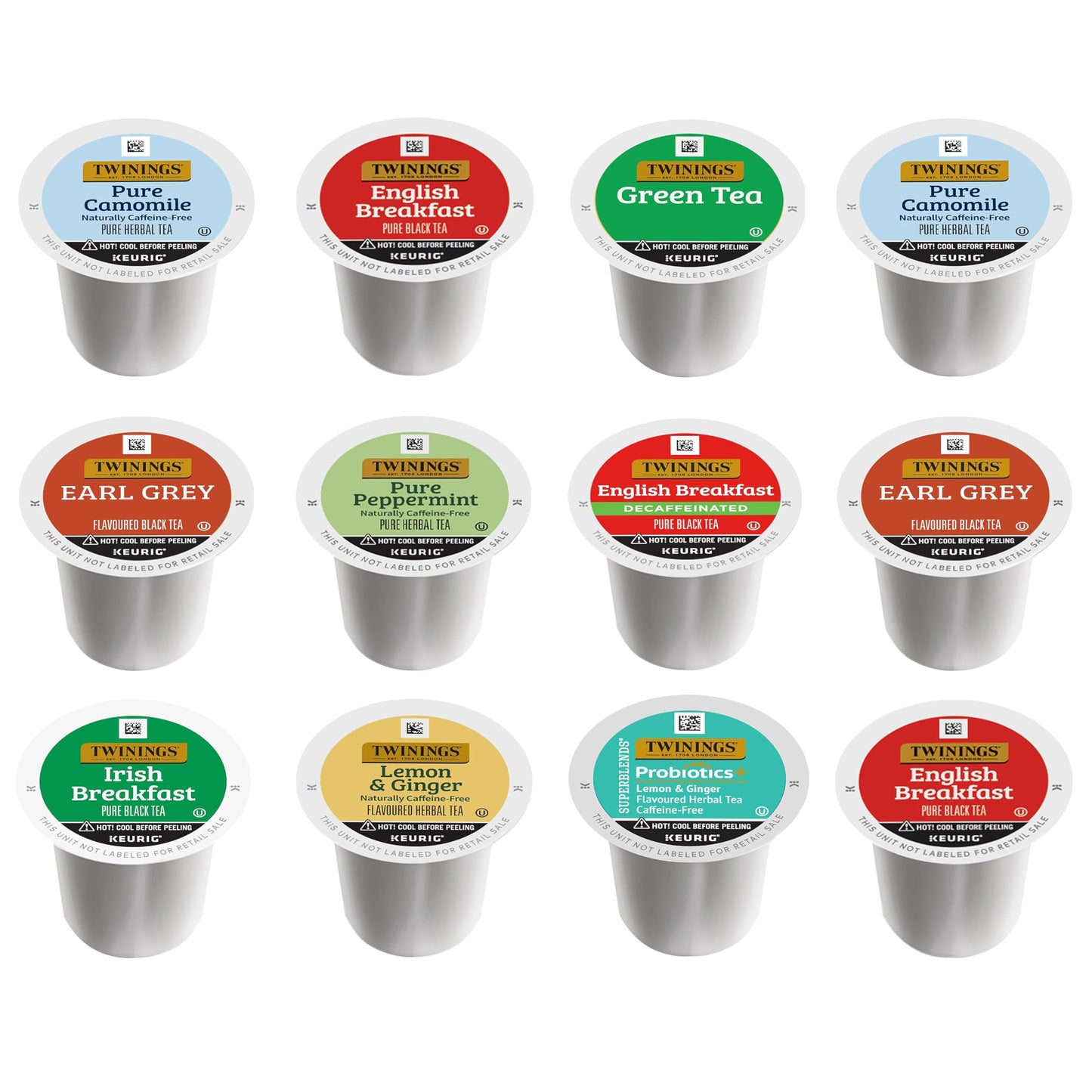 Twinings Tea K Cup Pod Sampler Variety Box - 12 Count, 9 Flavors for Keurig - Black, Green, Herbal, Decaffeinated Teas