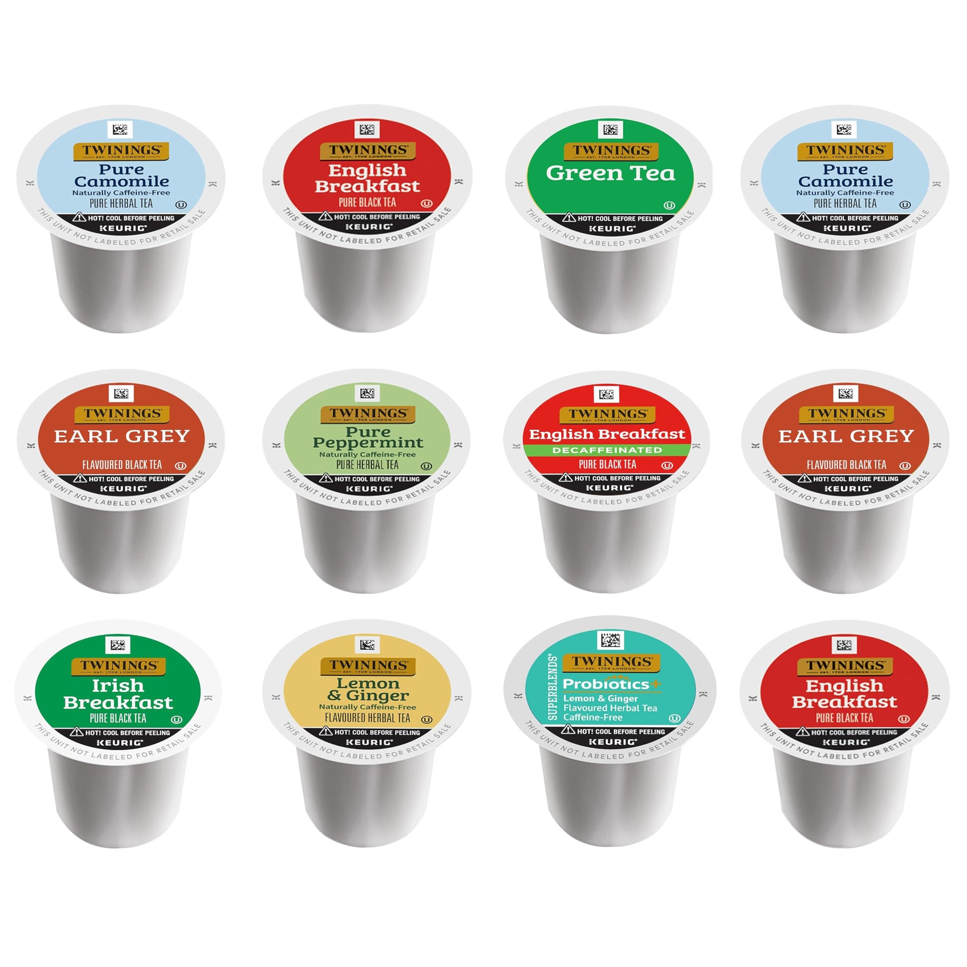 Twinings Tea K Cup Pod Sampler Variety Box - 12 Count, 9 Flavors for Keurig - Black, Green, Herbal, Decaffeinated Teas