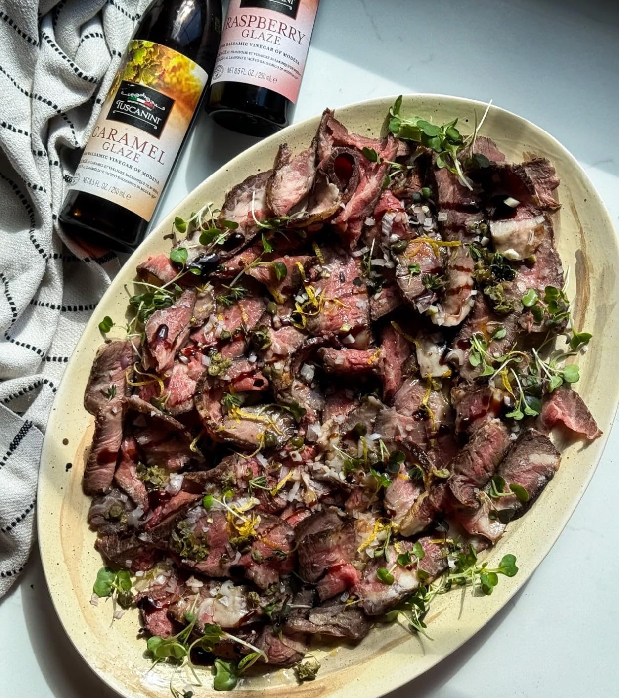 Tuscanini Raspberry Balsamic Glaze Made With Kosher Balsamic Vinegar Of Modena Italy, 8.5 Oz | Balsamic Reduction | Great For Sa