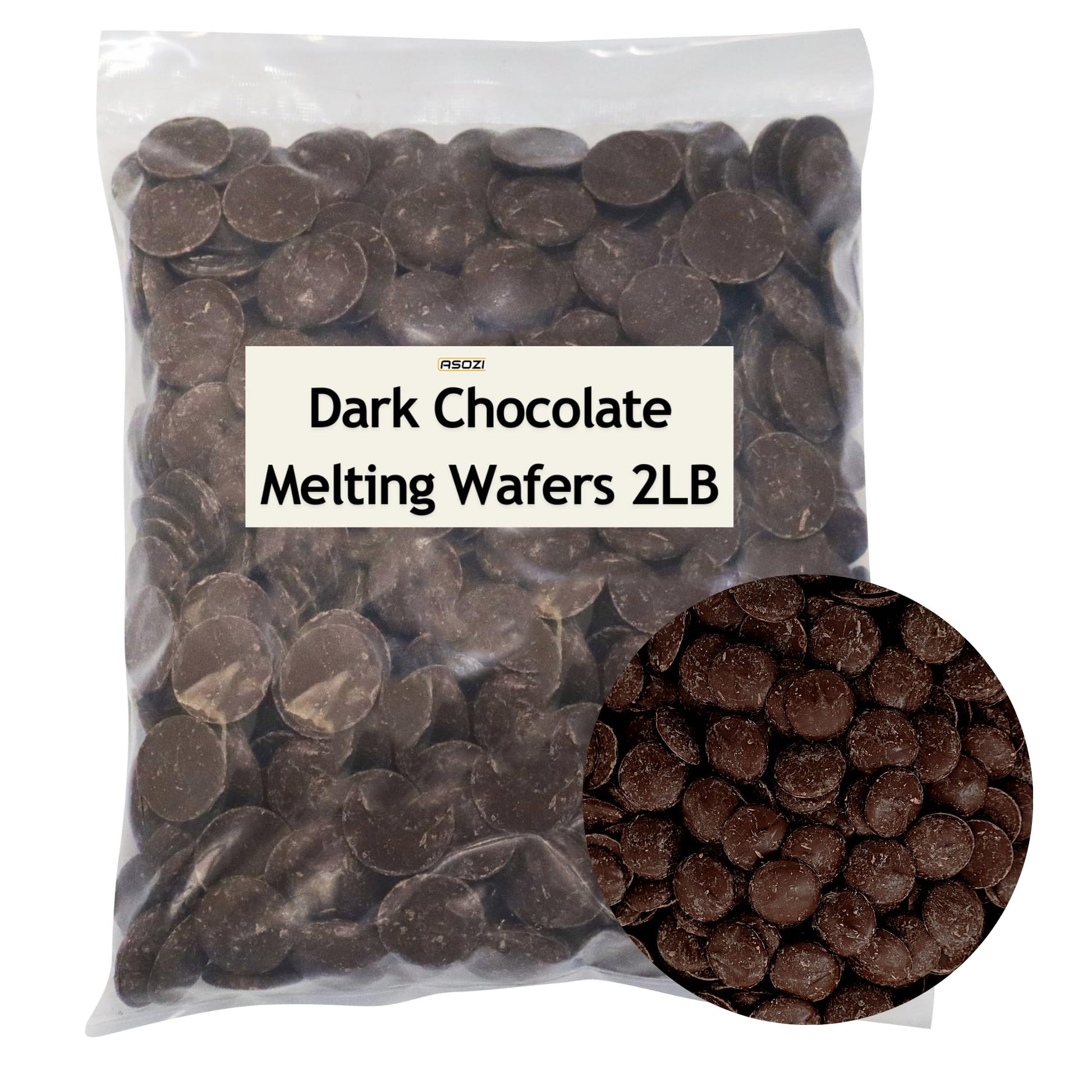 ASOZI Dark Chocolate Melting Wafers – Smooth and Creamy, 2LB for Dipping, Baking, and Candy Making