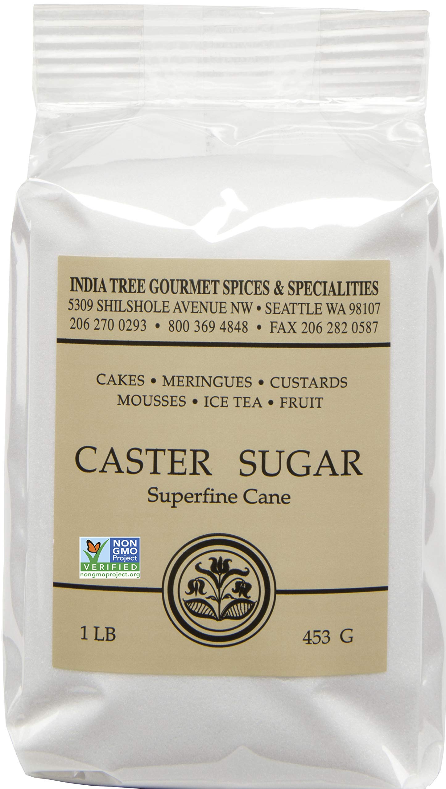India Tree Caster Sugar, 1 lb (Pack of 4) - Fine Granulated Sugar for Baking and Cooking