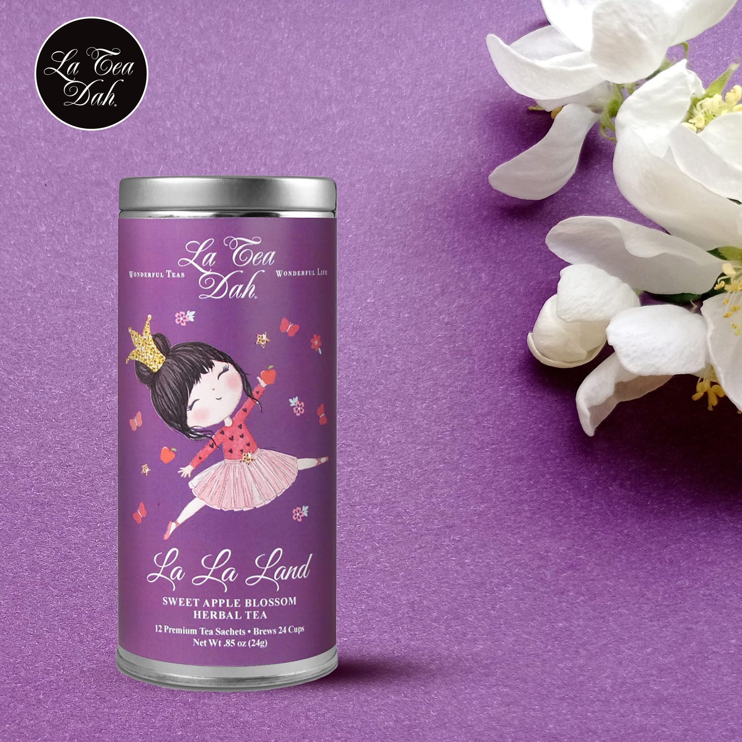 La Tea Dah Sweet Apple Blossom Childrens Tea, Caffeine-Free Rooibos, 12 Decaf Tea Sachets, Fruity Flavor for Kids