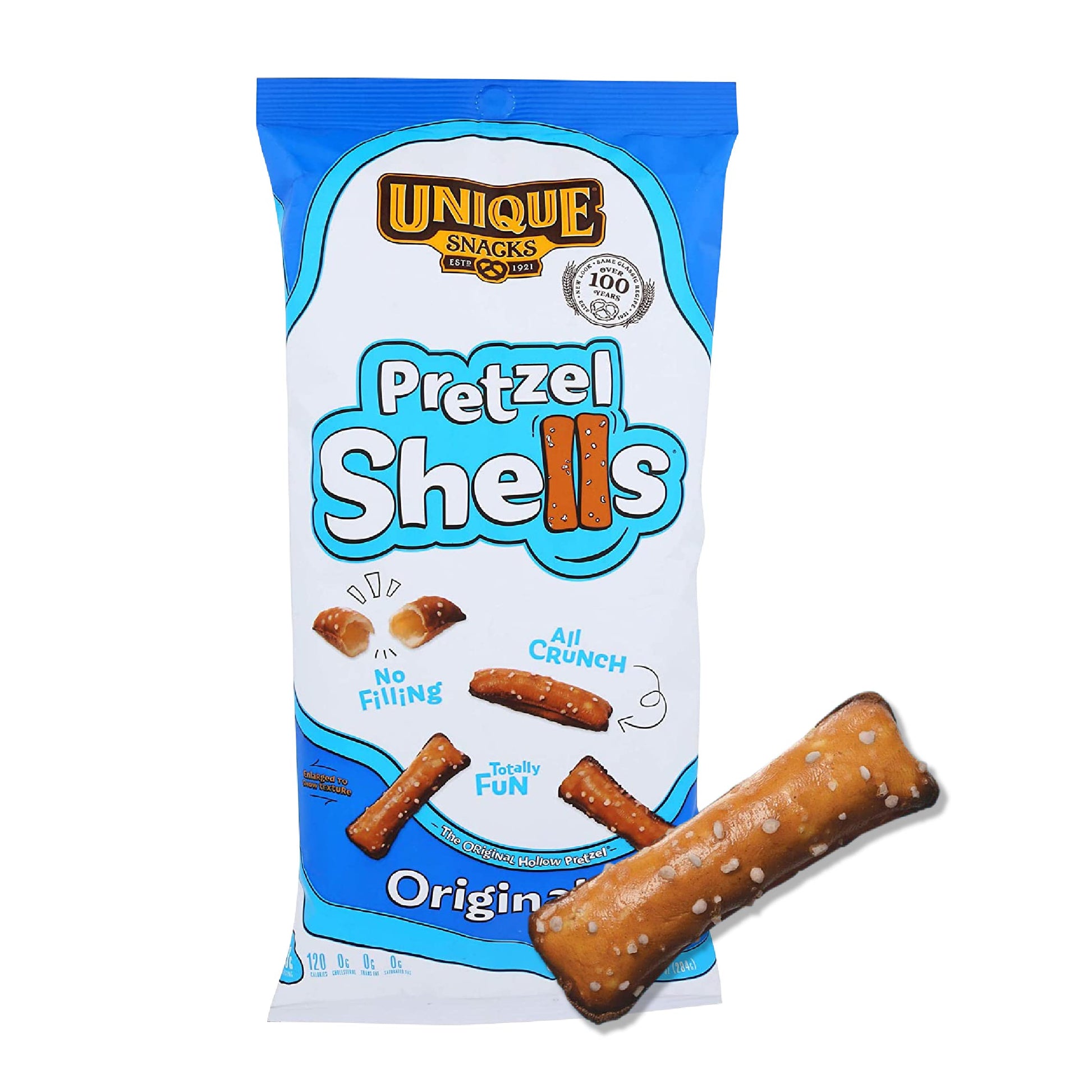 Unique Snacks Original Pretzel Shells, Vegan, OU Kosher, Non-GMO, 10 Oz. Bag, Pack of 12