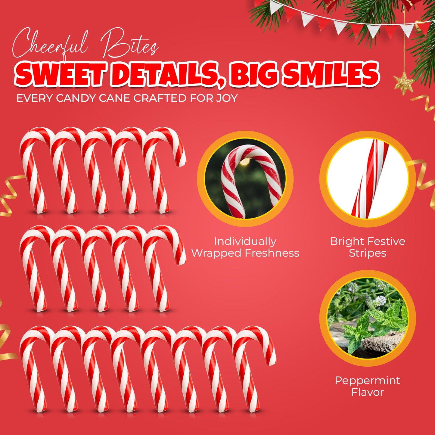 Christmas Mini Candy Canes - Red & White Peppermint Individually Wrapped for Holiday Indulgence - Bulk Christmas Candy for Kids & mature-themeds - Holiday Decorations &   200 Pack