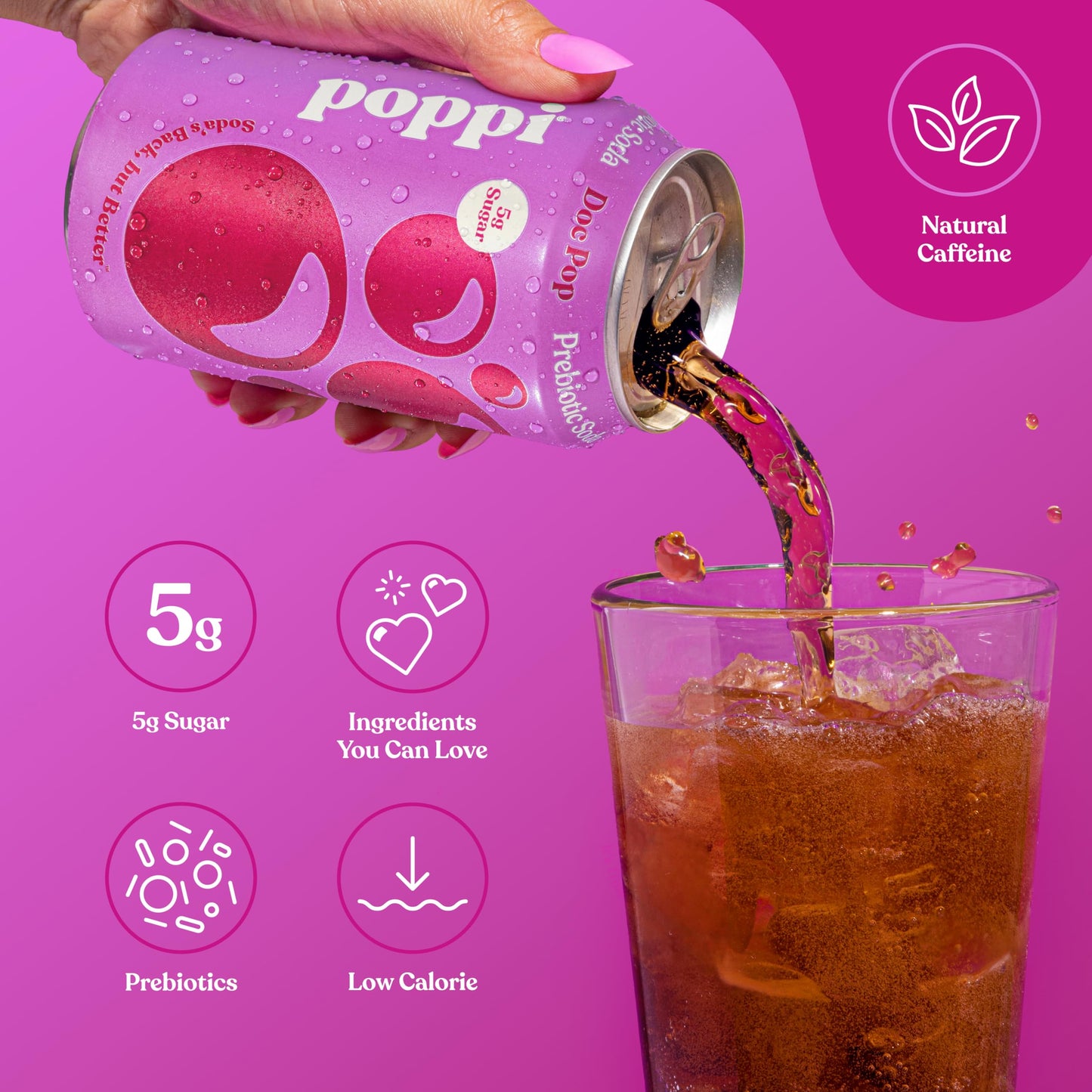 poppi Sparkling Prebiotic Soda, Doc Pop Flavor, 12 Fl Oz (Pack of 12), with Apple Cider Vinegar and Fruit Juice