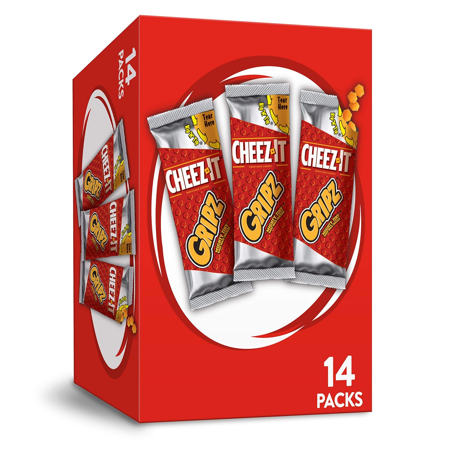 Cheez-It Gripz, Tiny Baked Snack Cheese Crackers, Original, Great for On-the-Go, 12.6oz Box (14 Count)