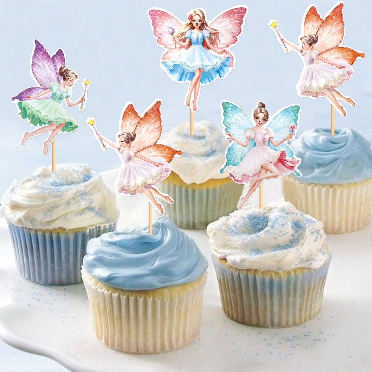 Ercadio 24 Pcs Fairy Cupcake Topper Assembled Colorful Flower Fairy Cupcake Picks Flower Fairy Cake Decorations For Fairy Theme