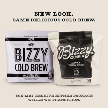 Bizzy Cold Brew Coffee | Decaf Blend | Water Process | Coarse Ground Coffee | Micro Sifted | Specialty Grade | 100% Arabica | Brew Bags | 12 Count | Makes 42 Cups