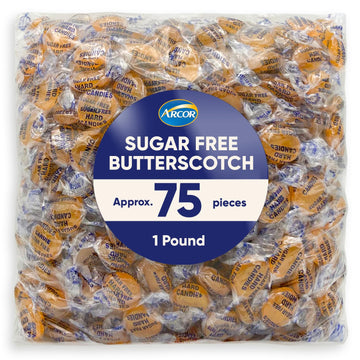 Arcor Sugar Free Butterscotch Hard Candy - Sugar Free Candy - 1 Pound Approximately 75 Butterscotch Candies - Bulk Candy - Sugar