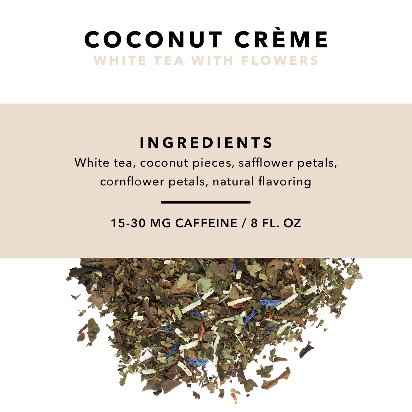 Pinky Up Coconut Crème Loose Leaf Tea, White Tea, 2.8 Ounce Tin, 25 Servings, Gluten Free, 15-30 mg Caffeine Per Serving