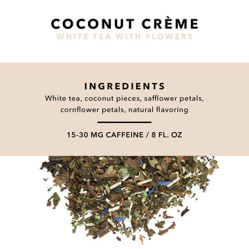 Pinky Up Coconut Crème Loose Leaf Tea, White Tea, 2.8 Ounce Tin, 25 Servings, Gluten Free, 15-30 mg Caffeine Per Serving