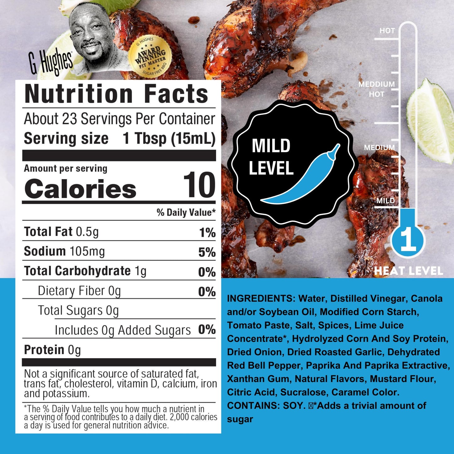 G Hughes Sugar Free, Caribbean Jerk Wing Sauce - Caribean Jerk Sauce, Jerk Marinade, Gluten Free Wing Sauce, Sugar Free BBQ Sauc