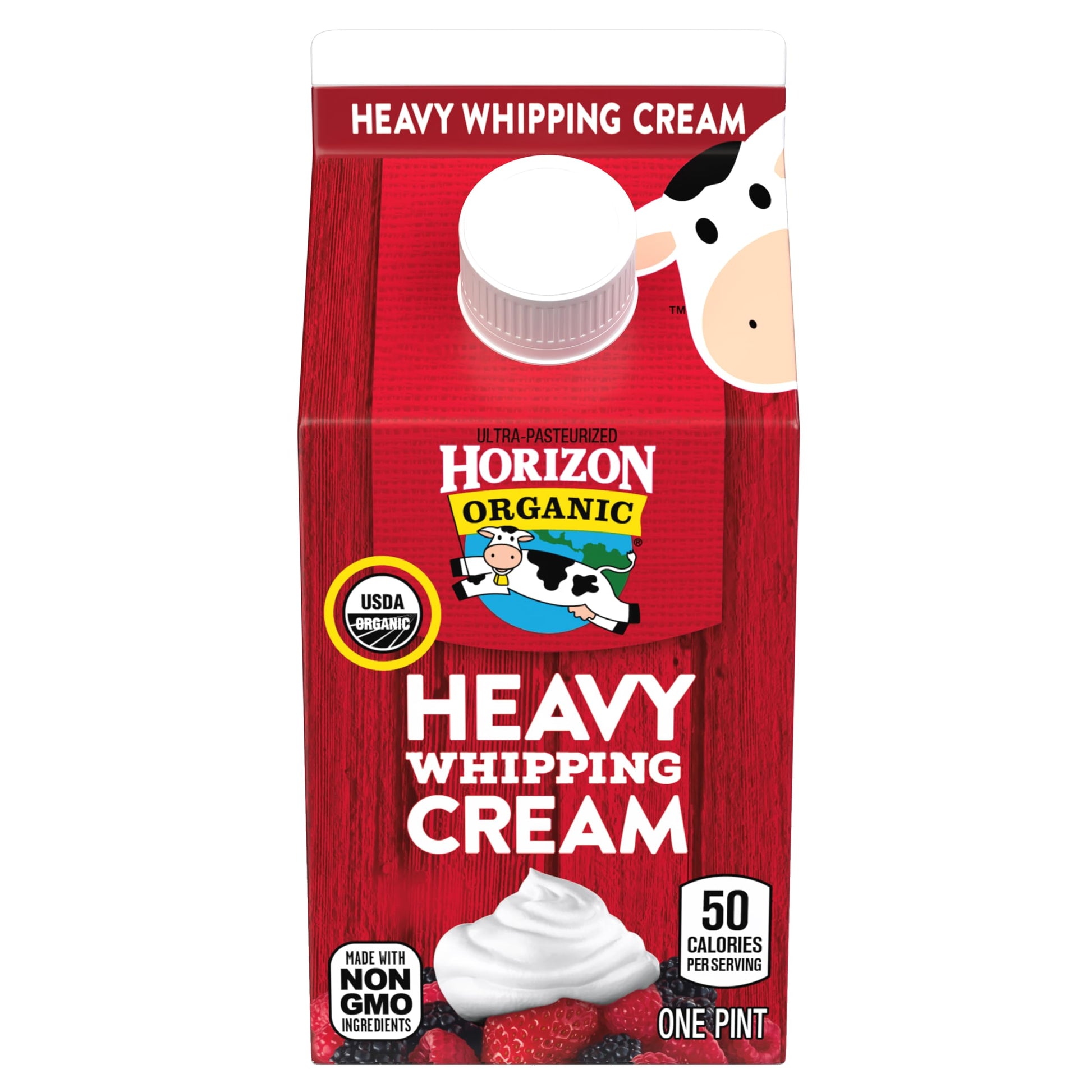 Horizon Organic Heavy Whipping Cream, Great for Making Organic Whipped Cream Topping and Cold Foam for Coffee, 16 fl oz Pint Car
