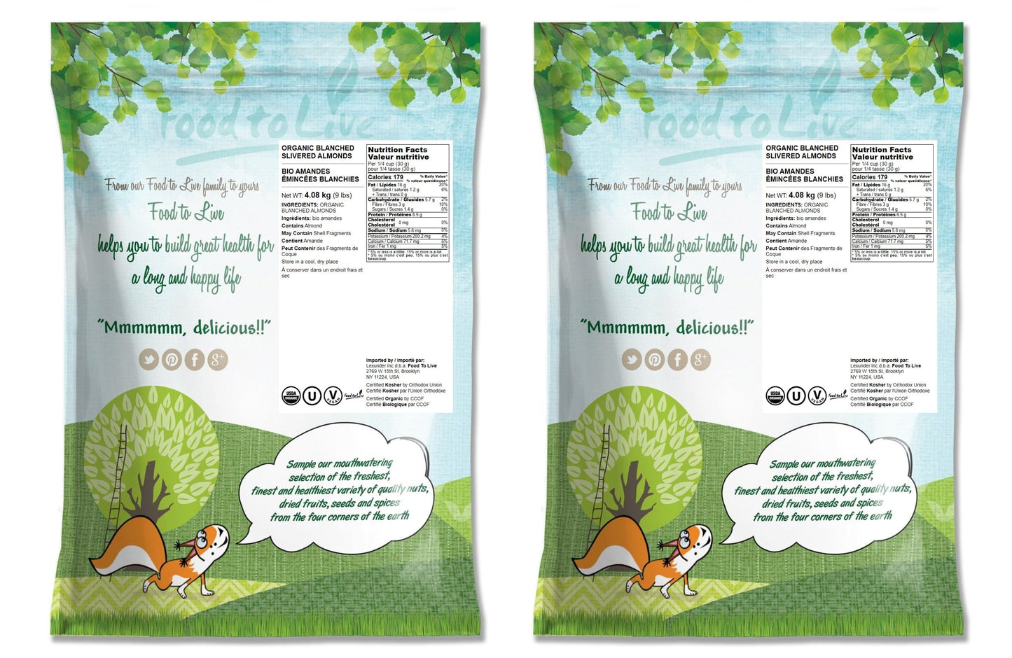Organic Blanched Slivered Almonds, 18 Pounds - Non-GMO, Raw, Unpasteurized, Unsalted, Vegan, Keto, Paleo, Kosher, Bulk, High in