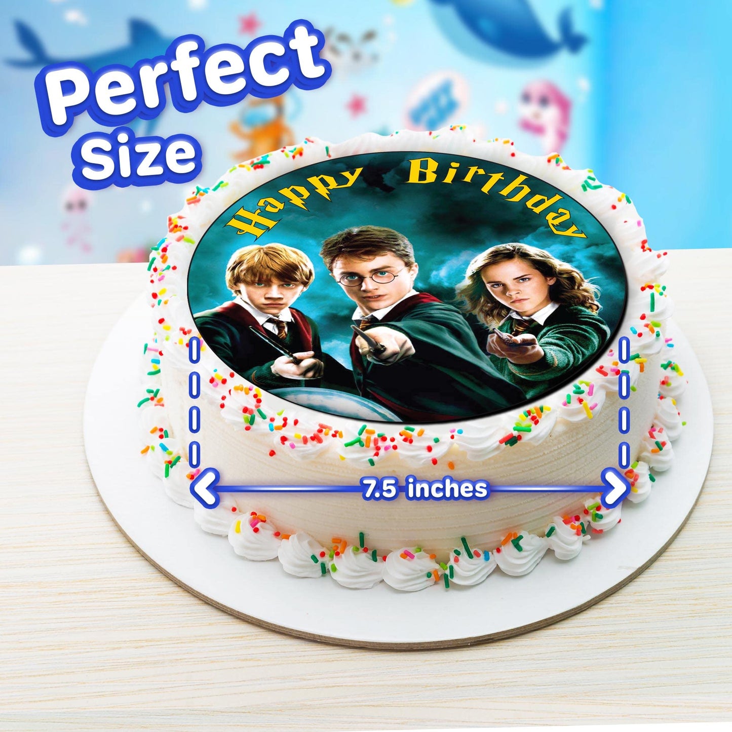 7.5 Inch Edible Cake Toppers - Harry Potter, Hermione & Ron Themed Birthday Party Collection Of Edible Cake Decorations
