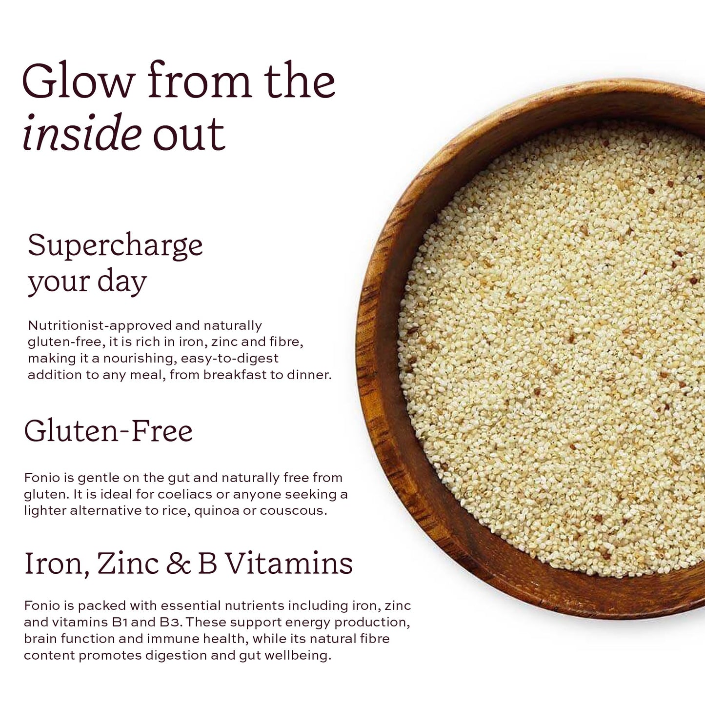 Aduna Organic Fonio Super-Grain, Gluten-Free, Non-GMO, 2.2 lb Resealable Pouch