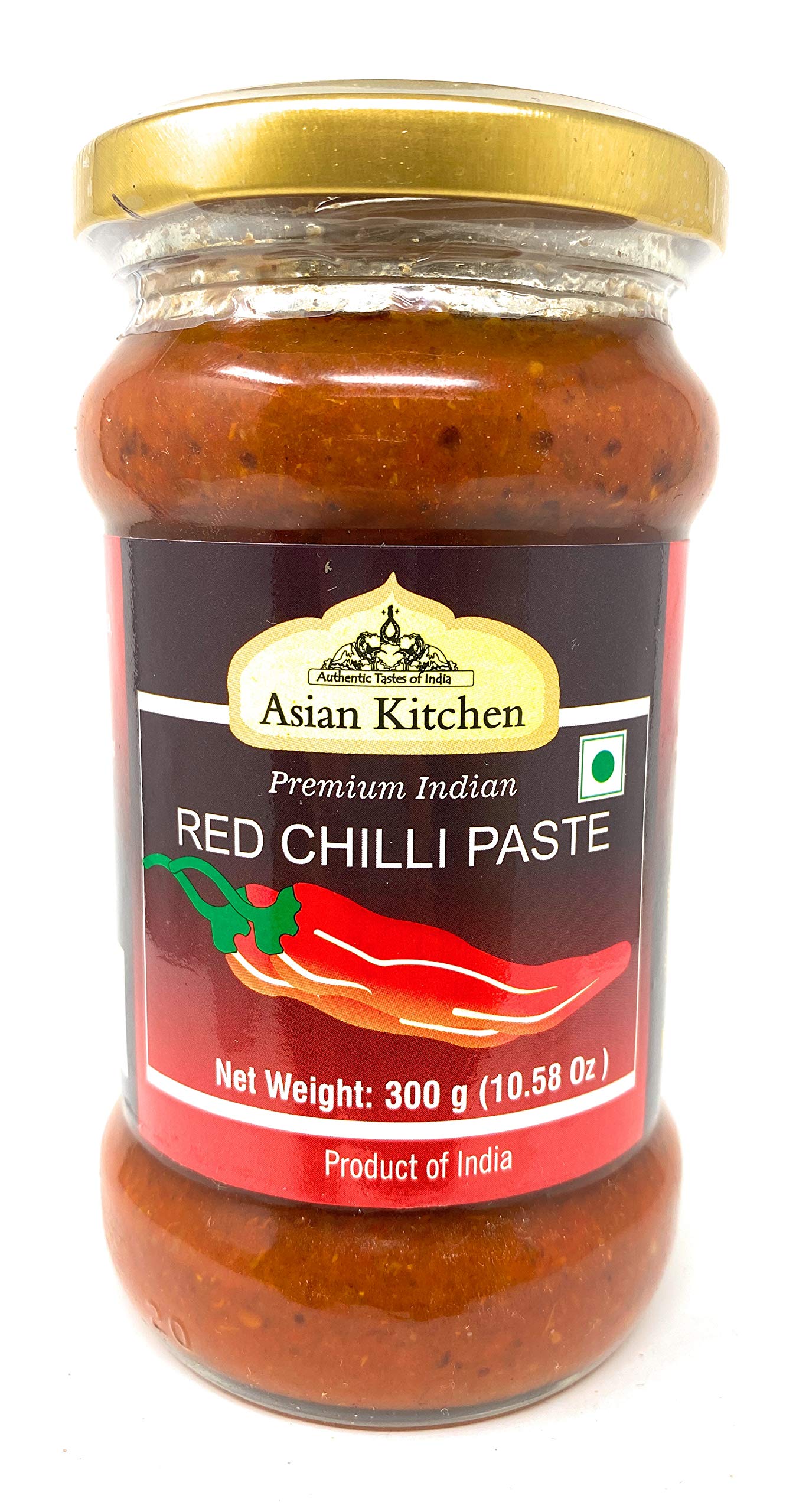 Asian Kitchen Red Chilli Cooking Paste 10.58Oz (300G) Glass Jar ~ Vegan | Gluten Free | Non-Gmo | No Colors | Indian Origin