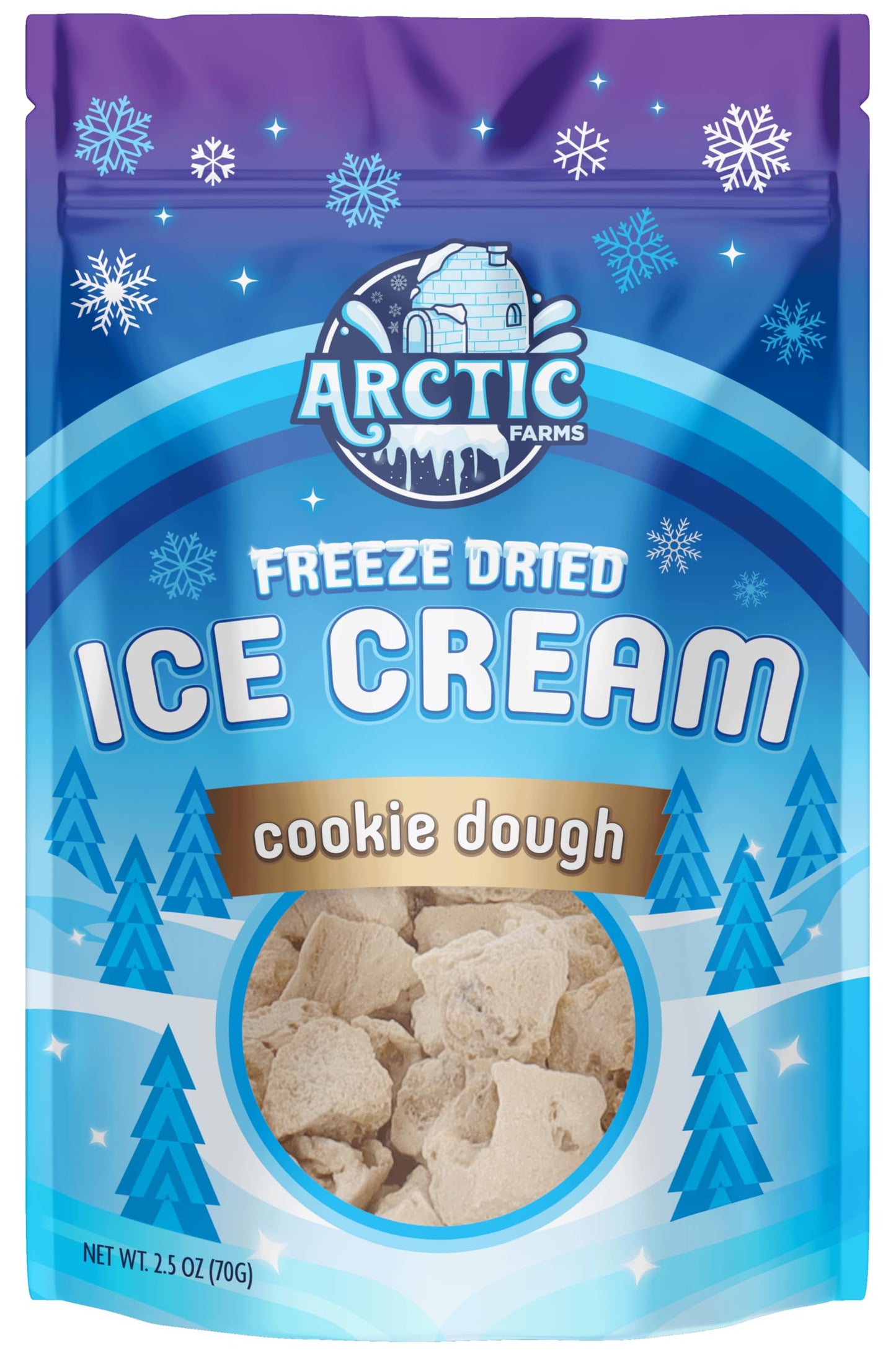 Arctic Farms Freeze Dried Ice Cream Bits Bagged and Boxed - Does Not Melt (Cookie Dough, 2.5oz)
