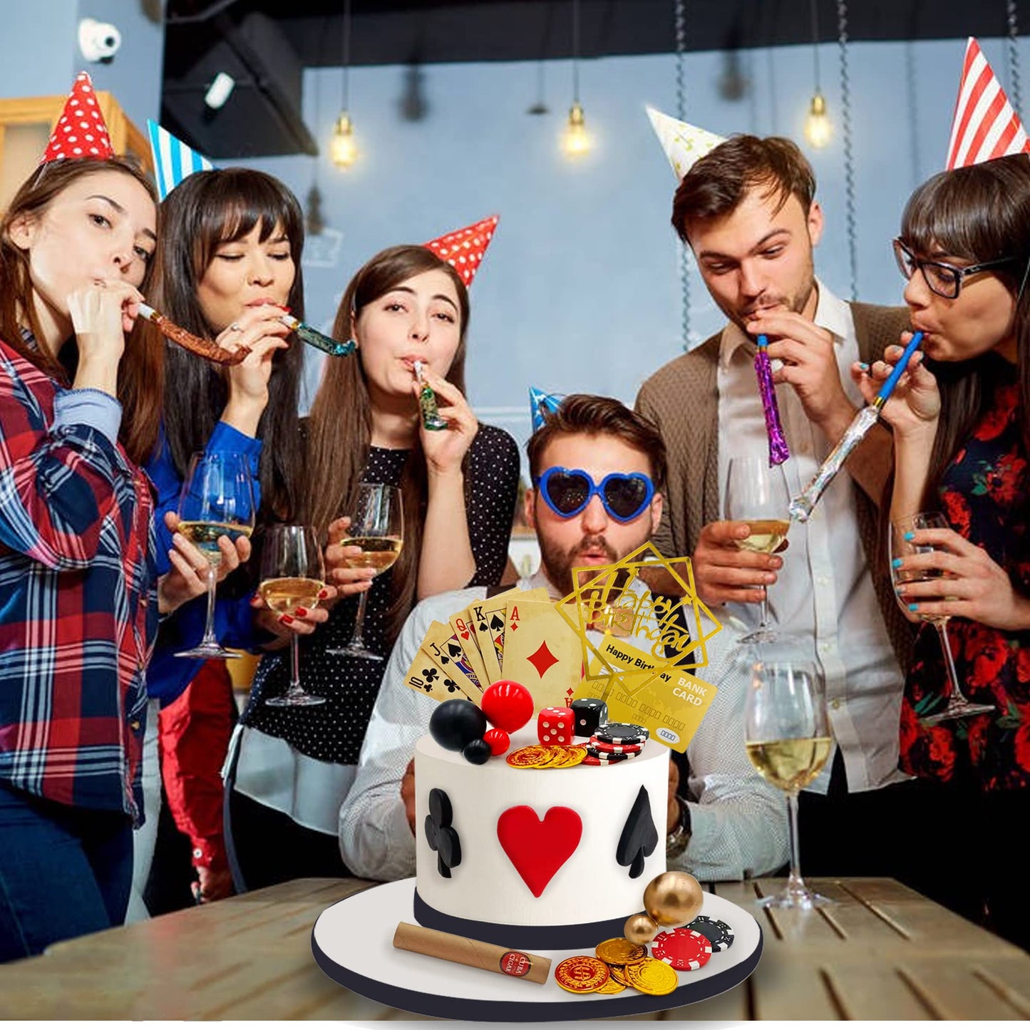 HAVAGDTM  card-style Cake Decoration Set, 34PCS Cupcake Toppers, 5x2.4, Multicolor, Model HAVA-KFT-LXX001