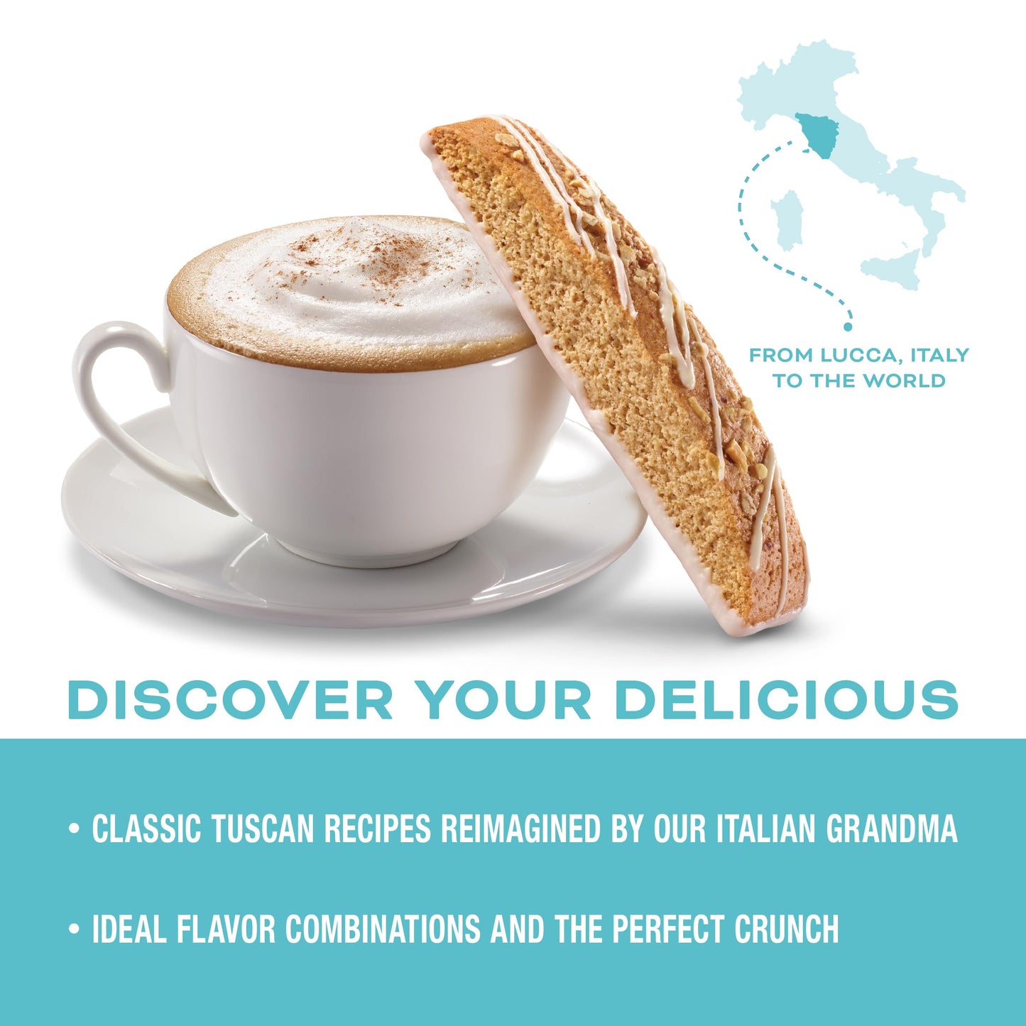 Nonnis Cinnamon Coffee Cake Biscotti Italian Cookies - Italian Biscotti Almond Cookies w/Cinnamon Streusel Icing - Biscotti Ind