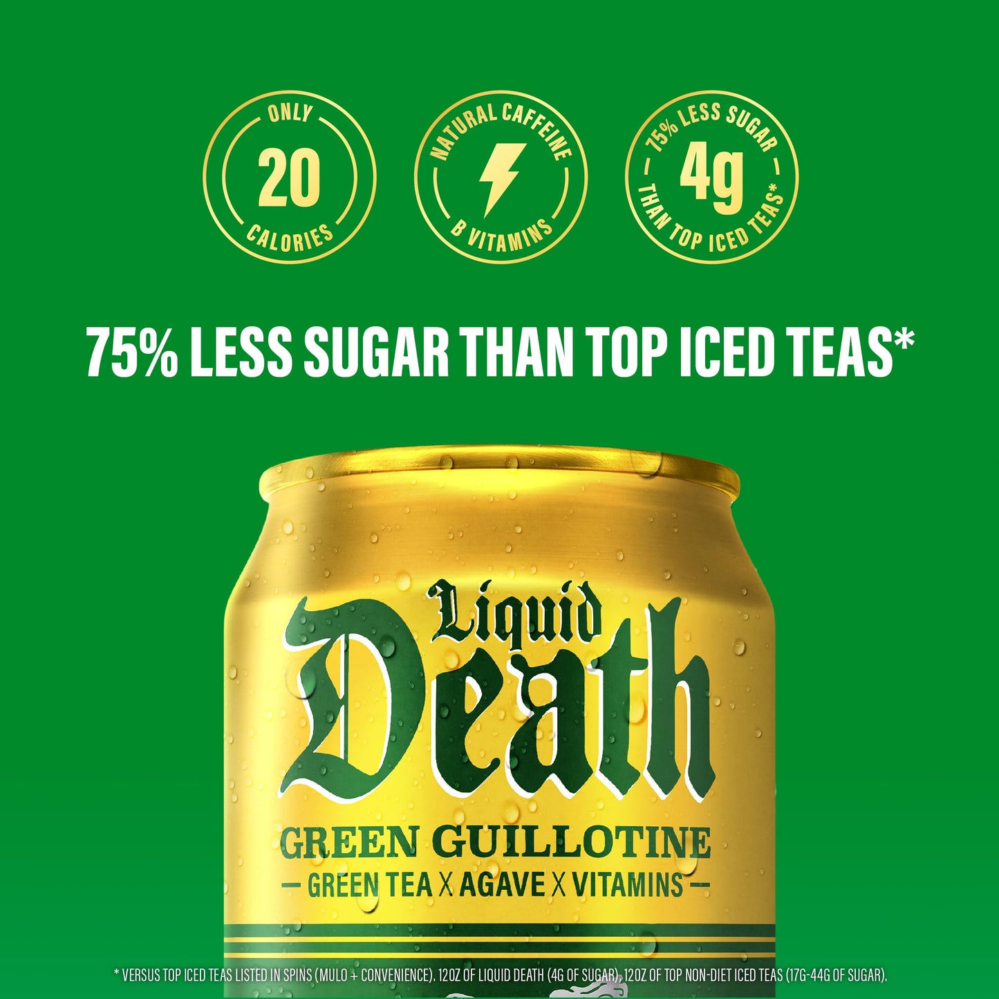 Liquid Death, Green Guillotine Iced Tea, 12-Pack (12 Oz Cans), Green Tea, Low Calorie, No Artificial Sweeteners, B12 & B6 Vitami