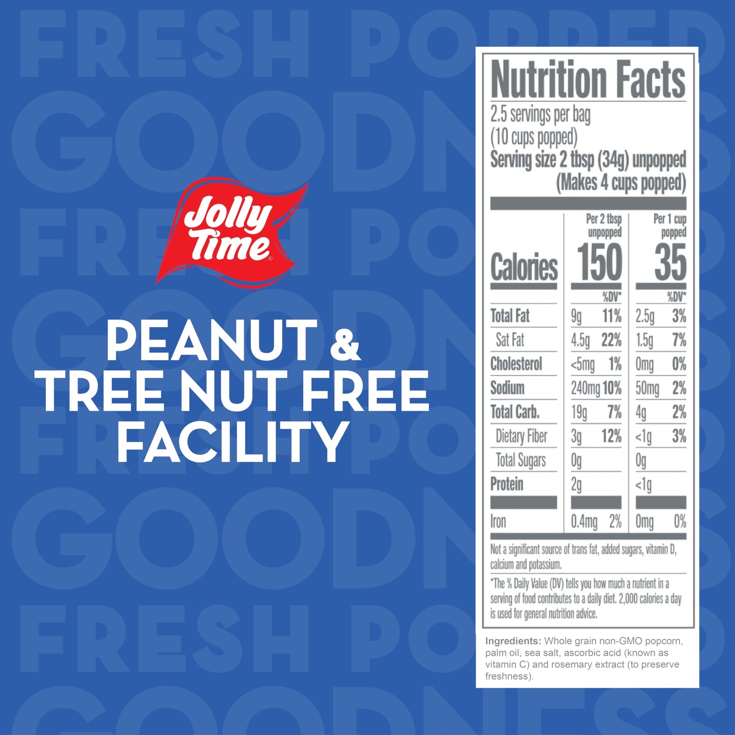 Jolly Time Simply Popped, Vegan, Dairy Free Microwave Popcorn, 3Oz Sharing Bag, 3 Bags Per Carton (Simply Popped Sea Salt, 3 Ounce (Carton Of 3))