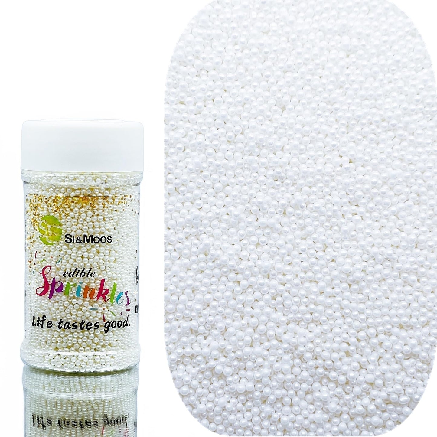 SE Si&Moos White Sprinkles White Nonpareils Edible Pearls for Cake Decorating Small Pearl Sprinkles Halloween Cake Decorations C