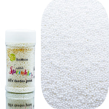 SE Si&Moos White Sprinkles White Nonpareils Edible Pearls for Cake Decorating Small Pearl Sprinkles Halloween Cake Decorations C